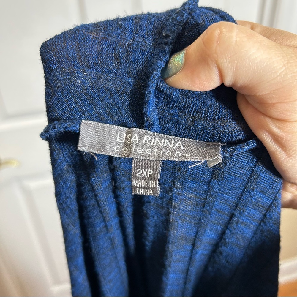 Lisa Rinna Collection Navy Open-Front Duster Cardigan - Picture 9 of 9